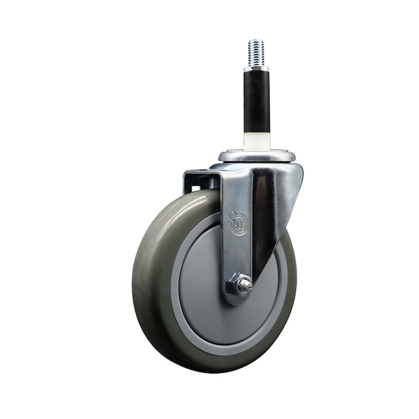 5'' SS Gray Poly Wheel Swivel 7/8'' Expanding Stem Caster